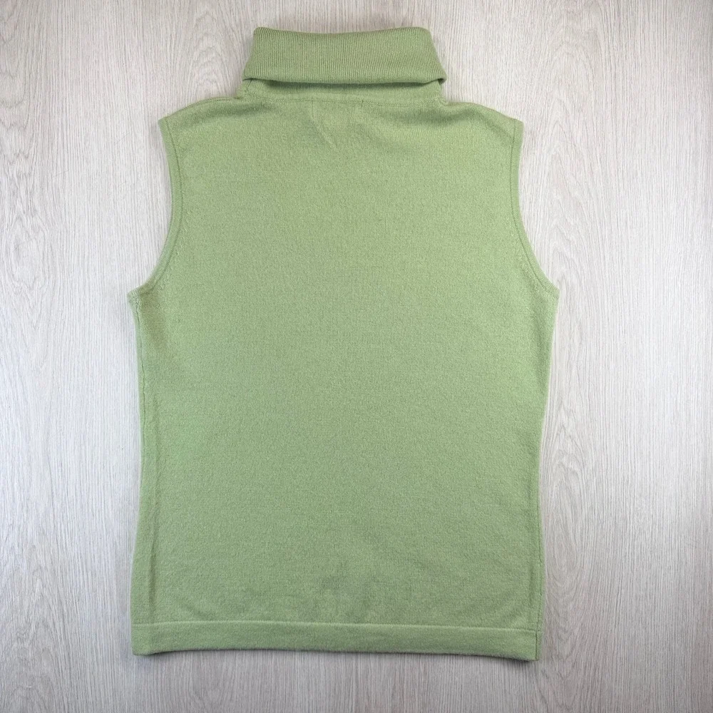 Sutton Studio Cashmere Turtleneck Sweater Vest Sage Green Women Md‎ Sleeveless